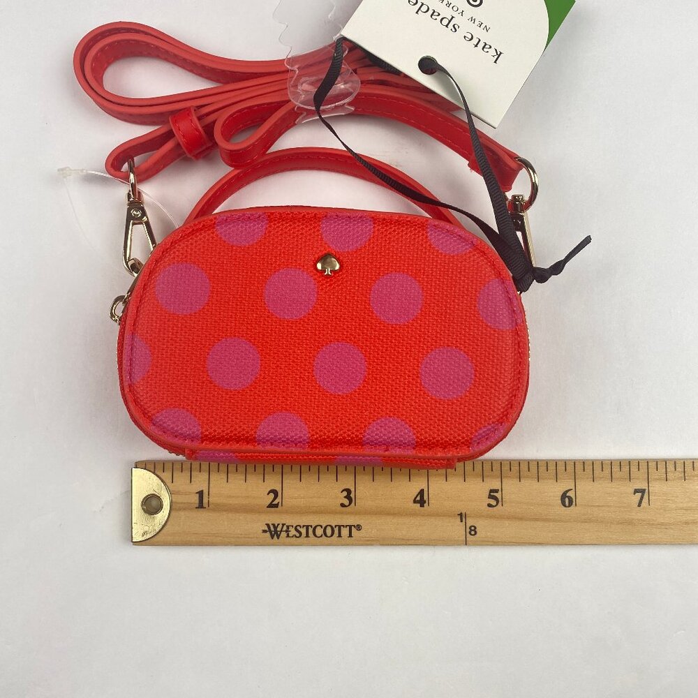 Kate Spade New York Purse Polka Dot Mini Crossbody Bag Pink Red - Picture 12 of 14